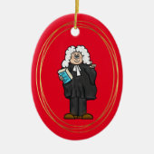 British Barrister met Wig-kerstversiering Keramisch Ornament (Voorkant)