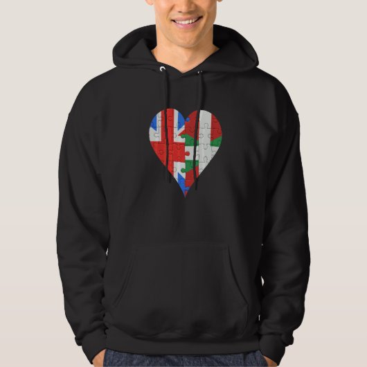 British Basque Flag Heart Hoodie (Voorkant)