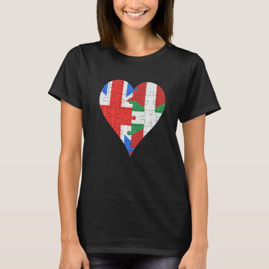 British Basque Flag Heart T-shirt (Voorkant)