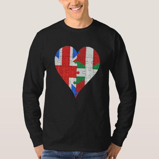 British Basque Flag Heart T-shirt (Voorkant)