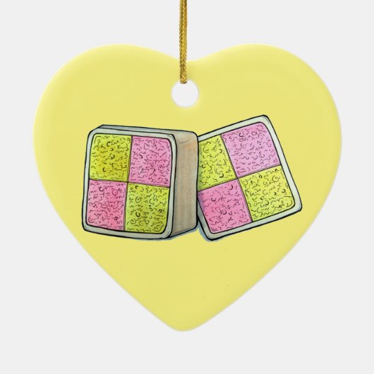 British Battenberg Marzipan Sponge Cake Bakery Keramisch Ornament (Achterkant)