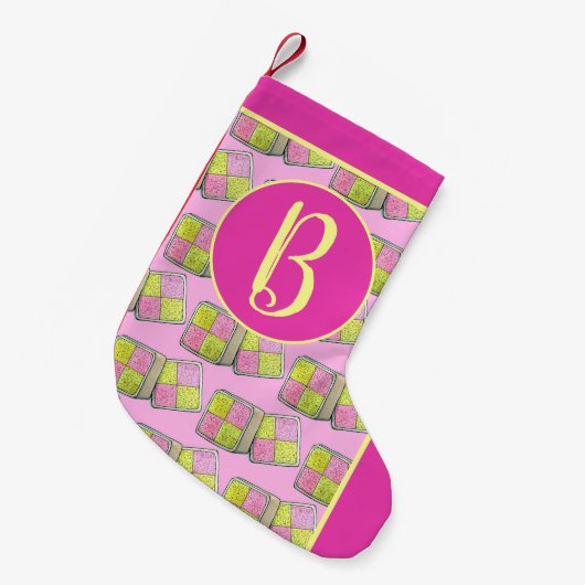 British Battenberg Marzipan Sponge Cake UK Food Kleine Kerstsok (Voorkant (Hangend))