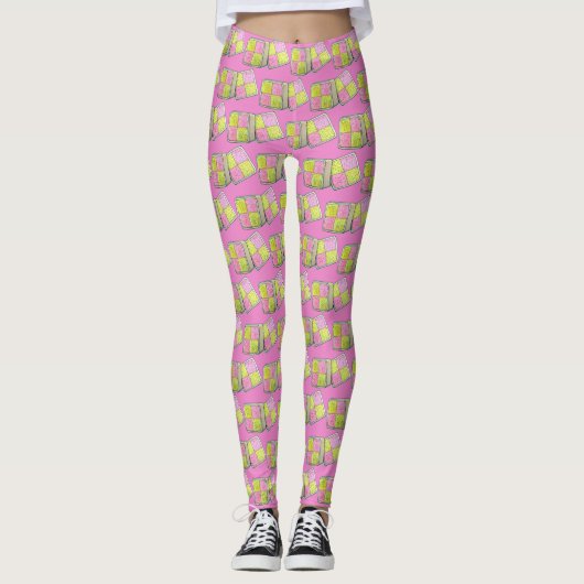 British Battenberg Marzipan Sponge Cake UK Food Leggings (Voorkant)