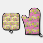 British Battenberg Marzipan Sponge Cake UK Food Ovenwant & Pannenlap Set (Voorkant)