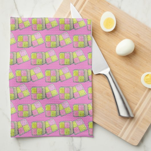 British Battenberg Marzipan Sponge Cake UK Food Theedoek (Quarter Fold)