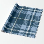 British Blue Tartan Christmas Cadeaupapier (Uitgerold)