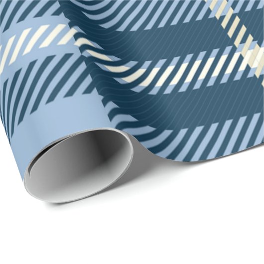 British Blue Tartan Christmas Cadeaupapier (Rol Hoek)