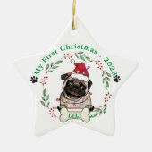 British Bull Dog gepersonaliseerd kerstcadeau Keramisch Ornament (Voorkant)