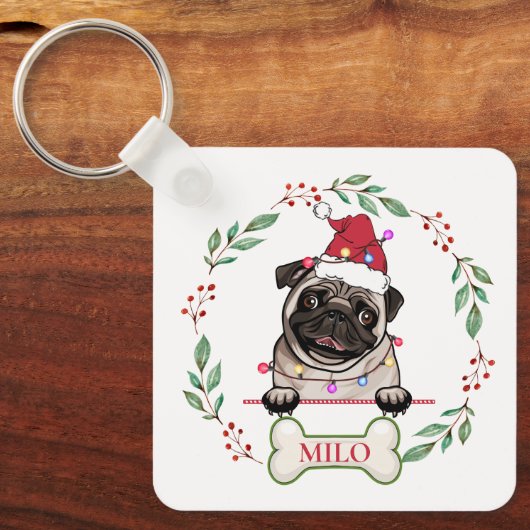British Bull Dog gepersonaliseerd kerstcadeau Sleutelhanger (Voorkant)