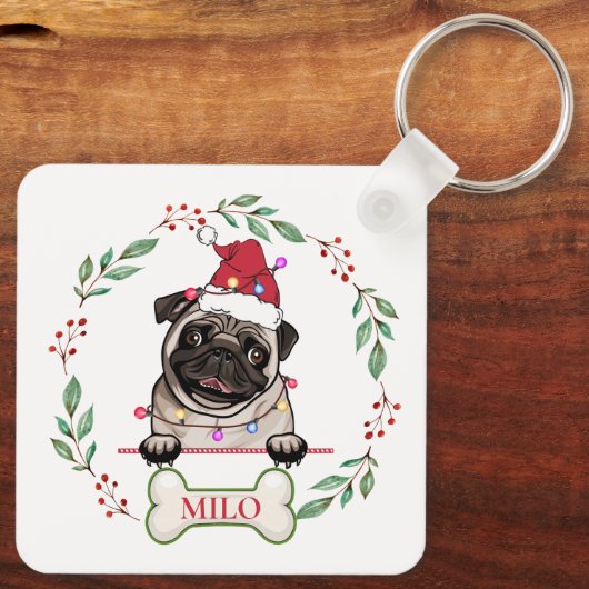 British Bull Dog gepersonaliseerd kerstcadeau Sleutelhanger (Achterkant)