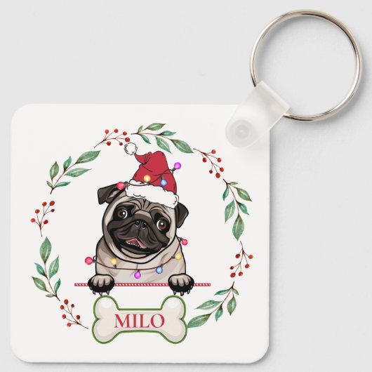 British Bull Dog gepersonaliseerd kerstcadeau Sleutelhanger (Achterkant)