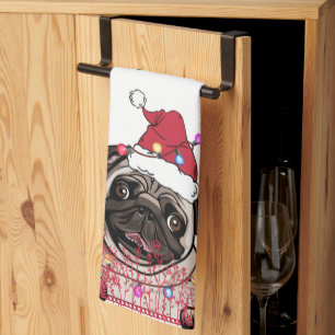 British Bull Dog gepersonaliseerd kerstcadeau Theedoek