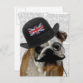 British Bulldog en Bowler Pet Briefkaart (Voorkant / Achterkant)