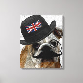 British Bulldog en Bowler Pet Canvas Afdruk (Voorkant)