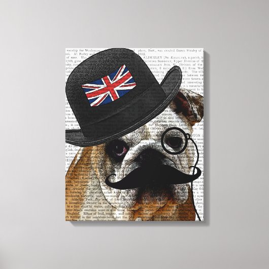 British Bulldog en Bowler Pet Canvas Afdruk (Voorkant)