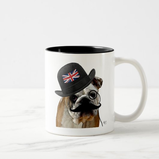 British Bulldog en Bowler Pet Tweekleurige Koffiemok (Rechts)