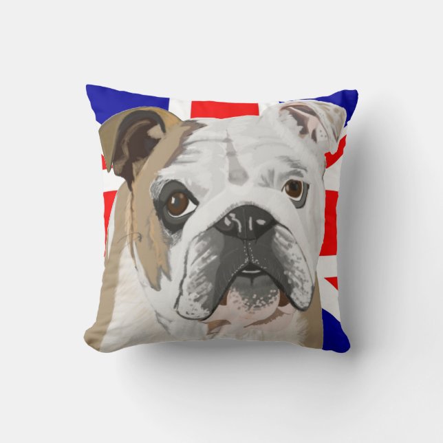 British Bulldog met Union Jack ReDesign Kussen (Voorkant)