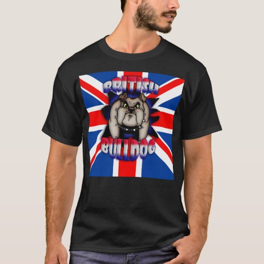 British Bulldog met Union Jack T-Shirt (Voorkant)