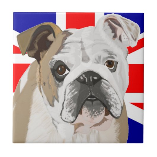 British Bulldog met Union Jack Tegeltje (Voorkant)