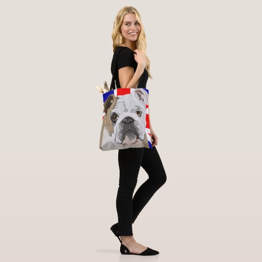 British Bulldog met Union Jack Tote Bag (Op model)