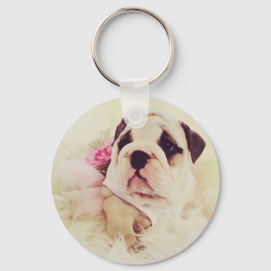 British Bulldog Puppy Keyring Sleutelhanger (Voorkant)