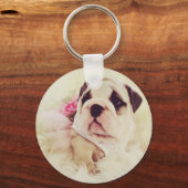 British Bulldog Puppy Keyring Sleutelhanger (Voorkant)