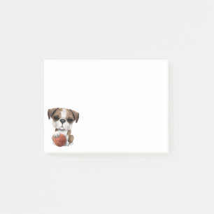 British Bulldog puppy play met honkbal Post-it® Notes