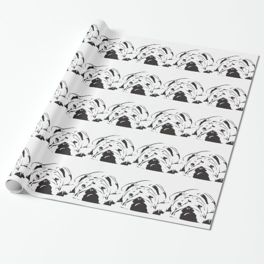 British Bulldog Stencil Cadeaupapier (Uitgerold)