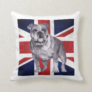 British Bulldog Union Jack Cushion by Tracy Stone Kussen