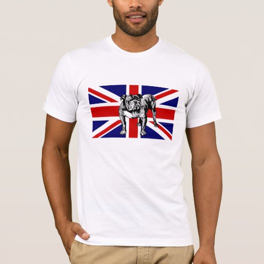 British Bulldog Union Jack VK vlaggenhond T-shirt (Voorkant)