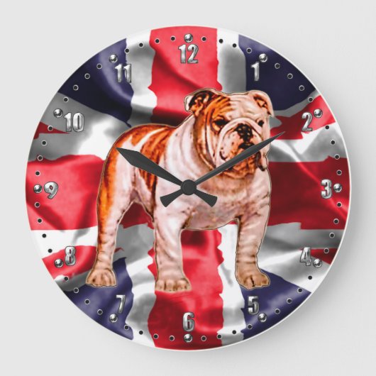 British Bulldog Wall Clock Grote Klok (Voorkant)