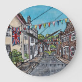 British Bunting Original Acrylic Painting Grote Klok (Voorkant)