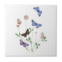British Butterflies op Clover Ceramic Tile Tegeltje