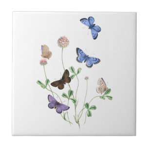 British Butterflies op Clover Ceramic Tile Tegeltje