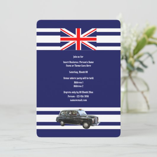 British cab Union Jack vlag Britse themafactor Kaart (Staand voorkant)