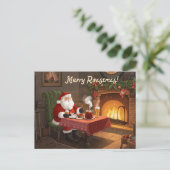 British Christmas Card with Santa Claus at Pub Feestdagenkaart (Staand voorkant)