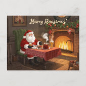 British Christmas Card with Santa Claus at Pub Feestdagenkaart (Voorkant)