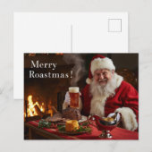 British Christmas Card with Santa Claus at Pub Feestdagenkaart (Voorkant / Achterkant)