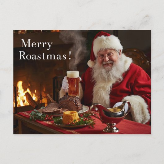 British Christmas Card with Santa Claus at Pub Feestdagenkaart (Voorkant)