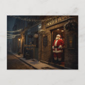 British Christmas Card with Santa Claus at Pub Feestdagenkaart (Voorkant)