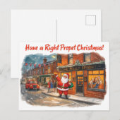 British Christmas Card with Santa Claus at Pub Feestdagenkaart (Voorkant / Achterkant)