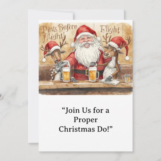 British Christmas Party Reindeer Bartender Kaart (Voorkant)