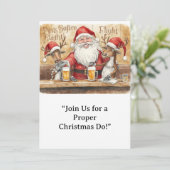 British Christmas Party Reindeer Bartender Kaart (Staand voorkant)