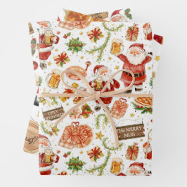 British Christmas Wrapping Paper Santa Claus