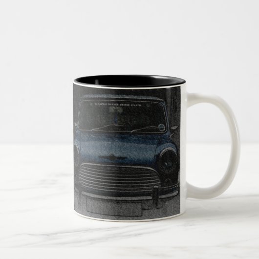 British Classic Mini Cooper Digital Artwork Tweekleurige Koffiemok (Rechts)