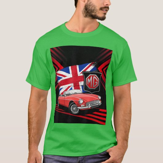 British Classic Sports Car MG MGB Convertible fami T-shirt (Voorkant)