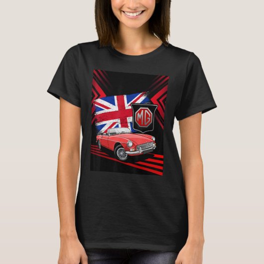 British Classic Sports Car - MG MGB Convertible T-shirt (Voorkant)