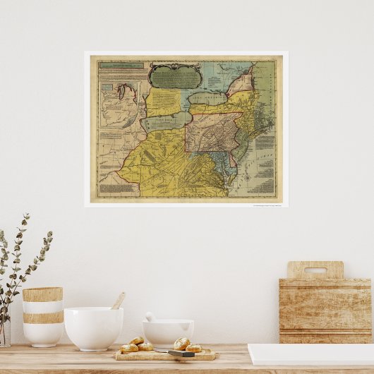 British Colonies America Map - 1771 Poster (Keuken)