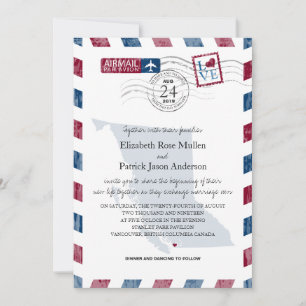 British Columbia Airmail Wedding Invitation Kaart