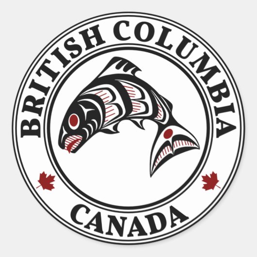 British Columbia Canada Haida art Salmon Ronde Sticker (Voorkant)